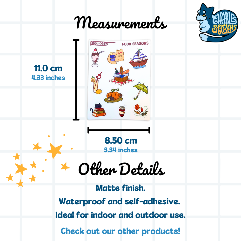 (NOVO!) Folha de Autocolantes Quatro Estações